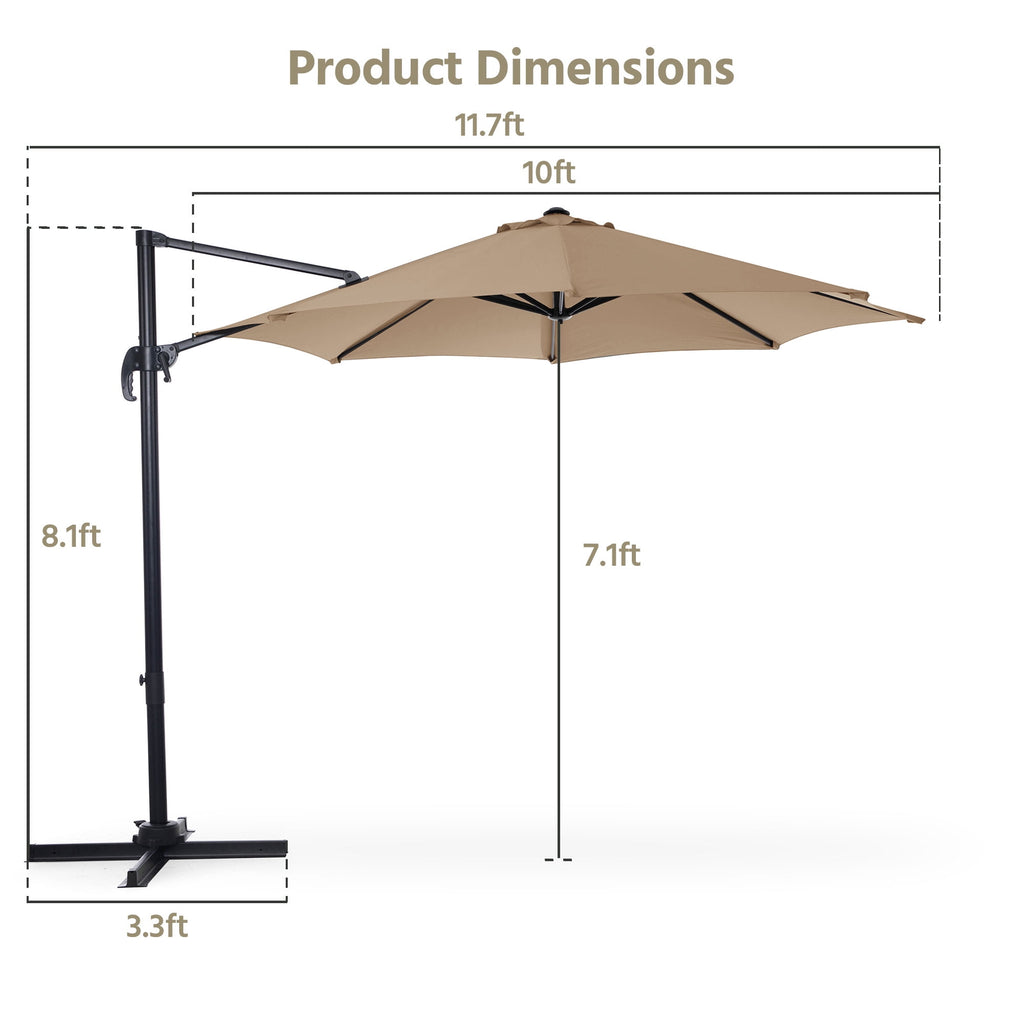 LAUSAINT HOME 10 Feet Patio Umbrella Outdoor Cantilever Round with 360-degree Rotation for UV Resistant, Wind Resistant, Patio, Outdoor, Deck, Garden, Backyard, Pool, Navy Blue