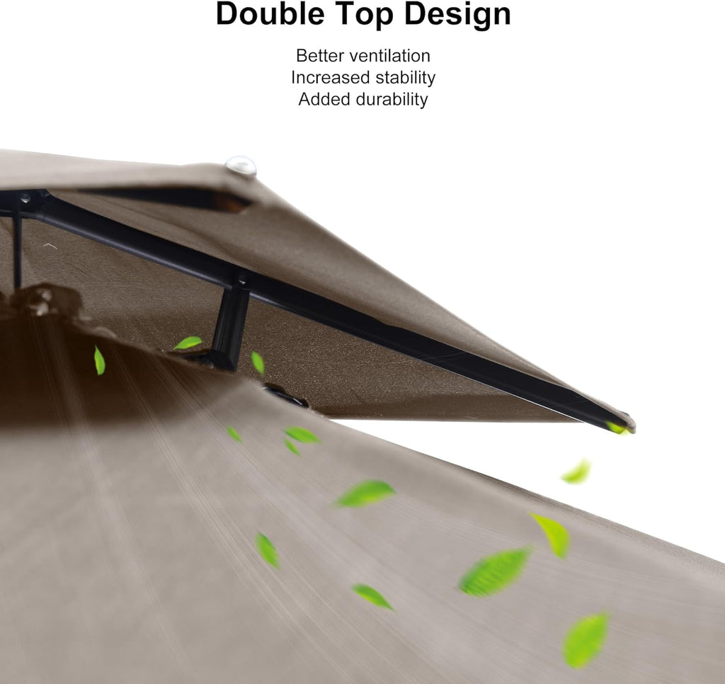 PURPLE LEAF Cantilever Umbrellas 12FT Square Large Patio Umbrella Offset Umbrella with 360°Rotation Tilting And Hanging Double Top, Grey