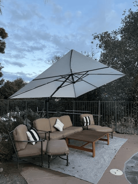 PURPLE LEAF 9x11.5 Ft Cantilever Umbrella Rectangle Outdoor Patio Umbrella Large Offset Hanging Umbrella Aluminum Umbrella with 360°Rotation Adjustable Garden Pool Umbrella,Turquoise Blue
