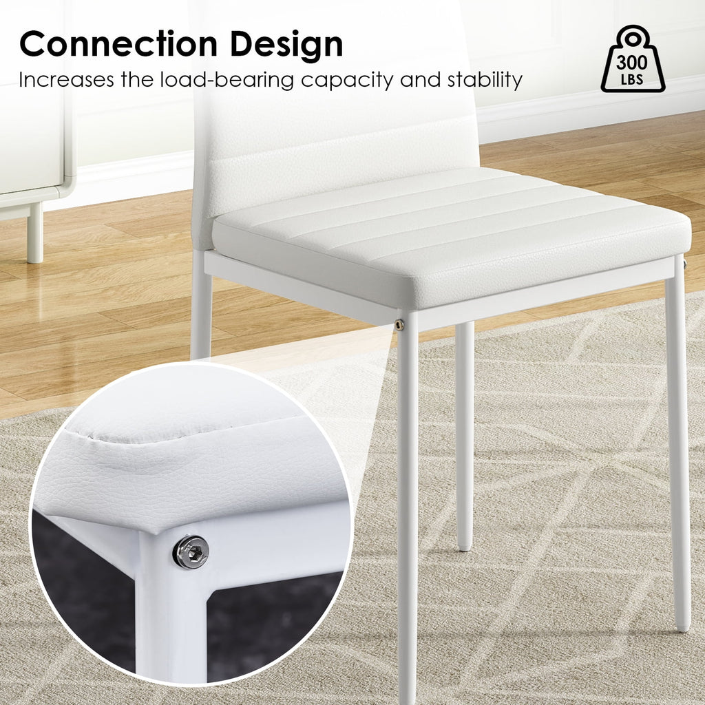 Farini White Dining Chairs Set of 4 for Kitchen Room,PU Leather Kitchen Side Chairs with Metal Frame