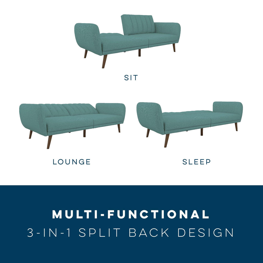 Novogratz Brittany Futon, Blue Linen