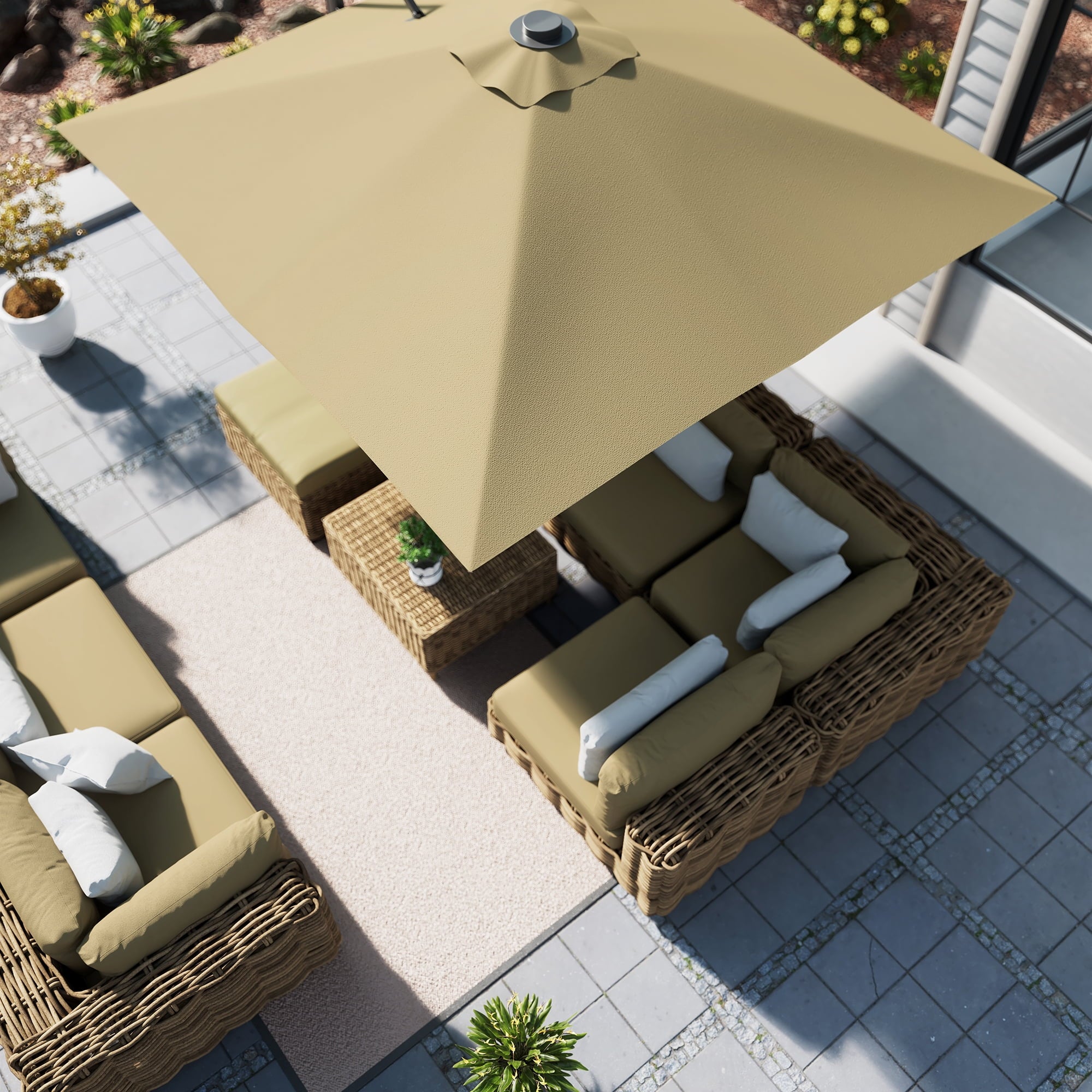 Mondawe 10x10ft Patio Umbrella Outdoor Square Large Cantilever Windproof Offset and Heavy Duty Sun Umbrella for Garden Deck Pool, Red