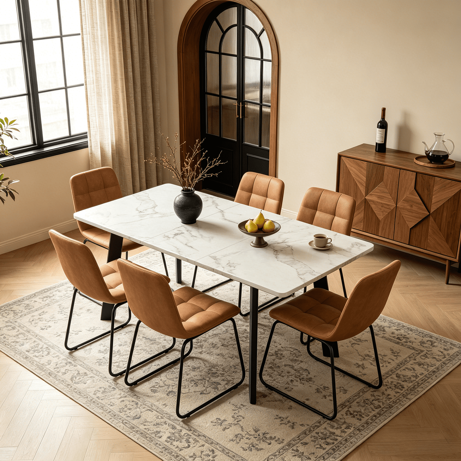 63.2-78.2 Extendable Dining Room Table,Modern MDF Dining Table Set for 4-8,Space Saving Dining Room Table Compact for Living Room, Apartment
