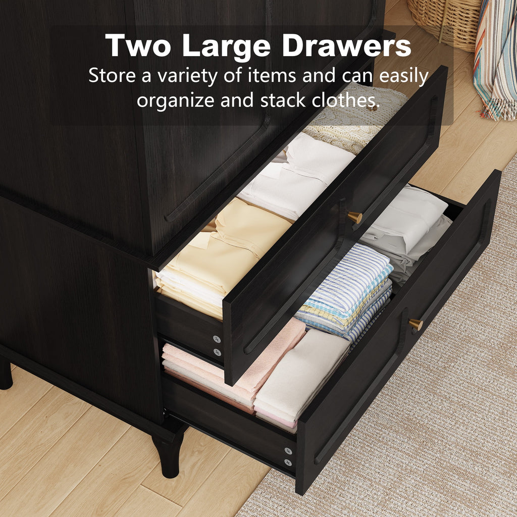 HLR 71 Tall Modern Wood Armoire Wardrobe Closet, Freestanding Cabinet with Hanging Rod for Bedroom, Brown