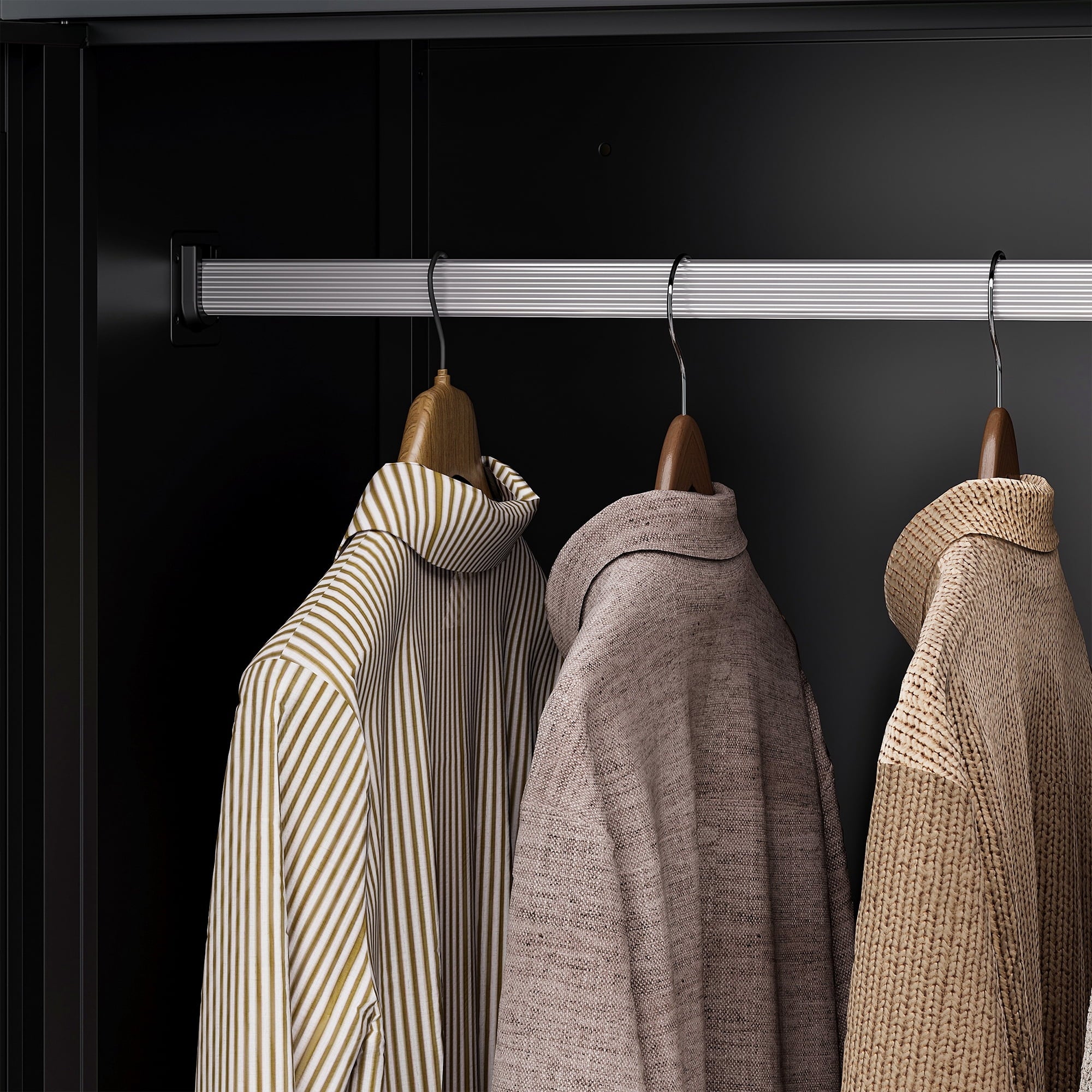 STANI Metal Wardrobe Closet with Hanging Rod, 72 White Armoire Wardrobe Cabinet with Adjustable Shelves, Clothes Storage Organizer Cabinets for Bedroom, Bathroom, Office