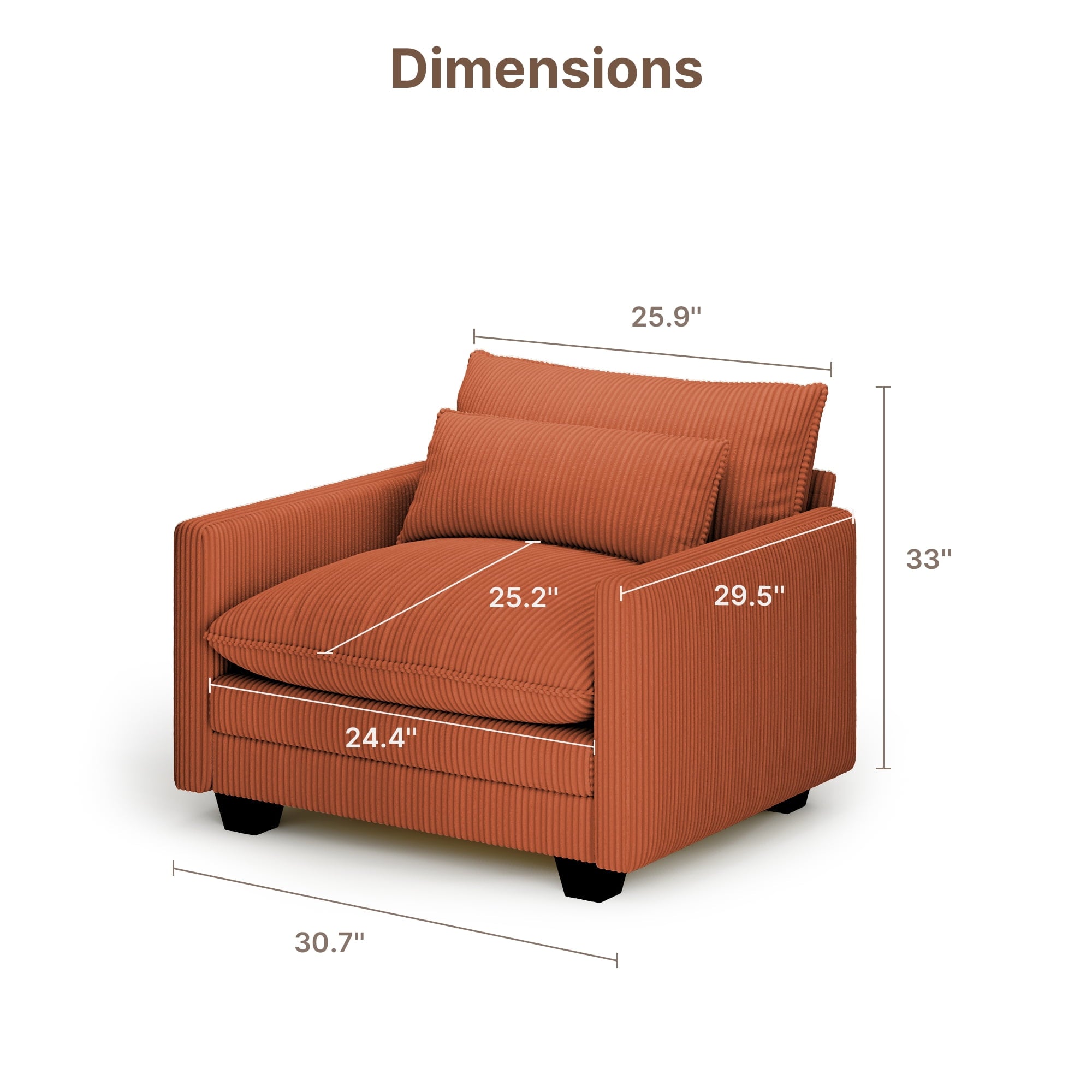 110'' Oversized L Shaped Couch for Living Room, Cloud Couches with Washable Corduroy Cover, Modern 4-Seater Comfy Deep-Seat Sofa with Movable Ottoman and 2 Throw Pillows for Apartment, Gray