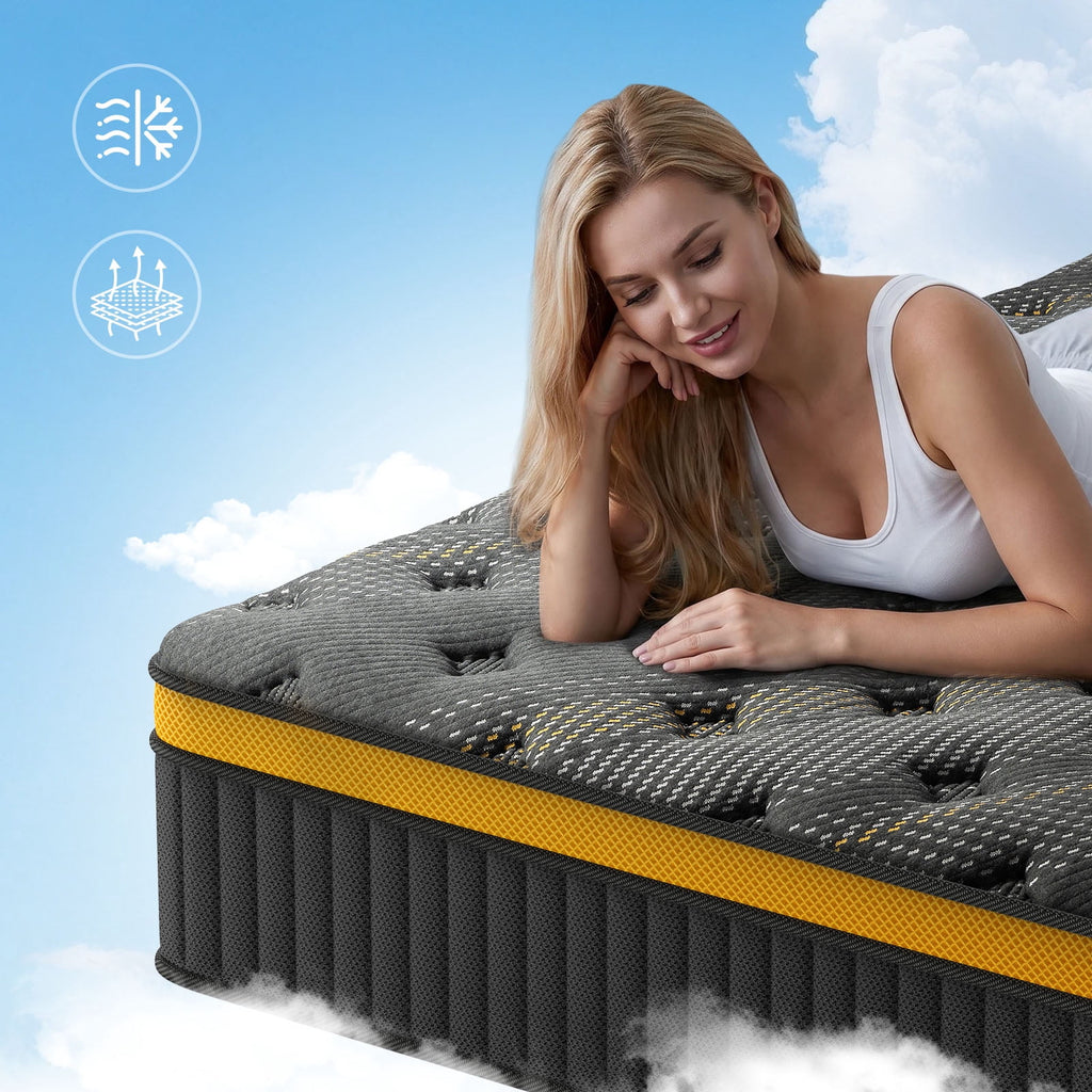 NISIEN QUEEN Size Mattress (Upgraded), 12 Inch Luxury Hybrid QUEEN Mattress in a Box, Cooling Gel Memory Foam & Pocket Springs, Medium Firm, Back Pain Relief, Extra Edge Support, 365-Night Trial