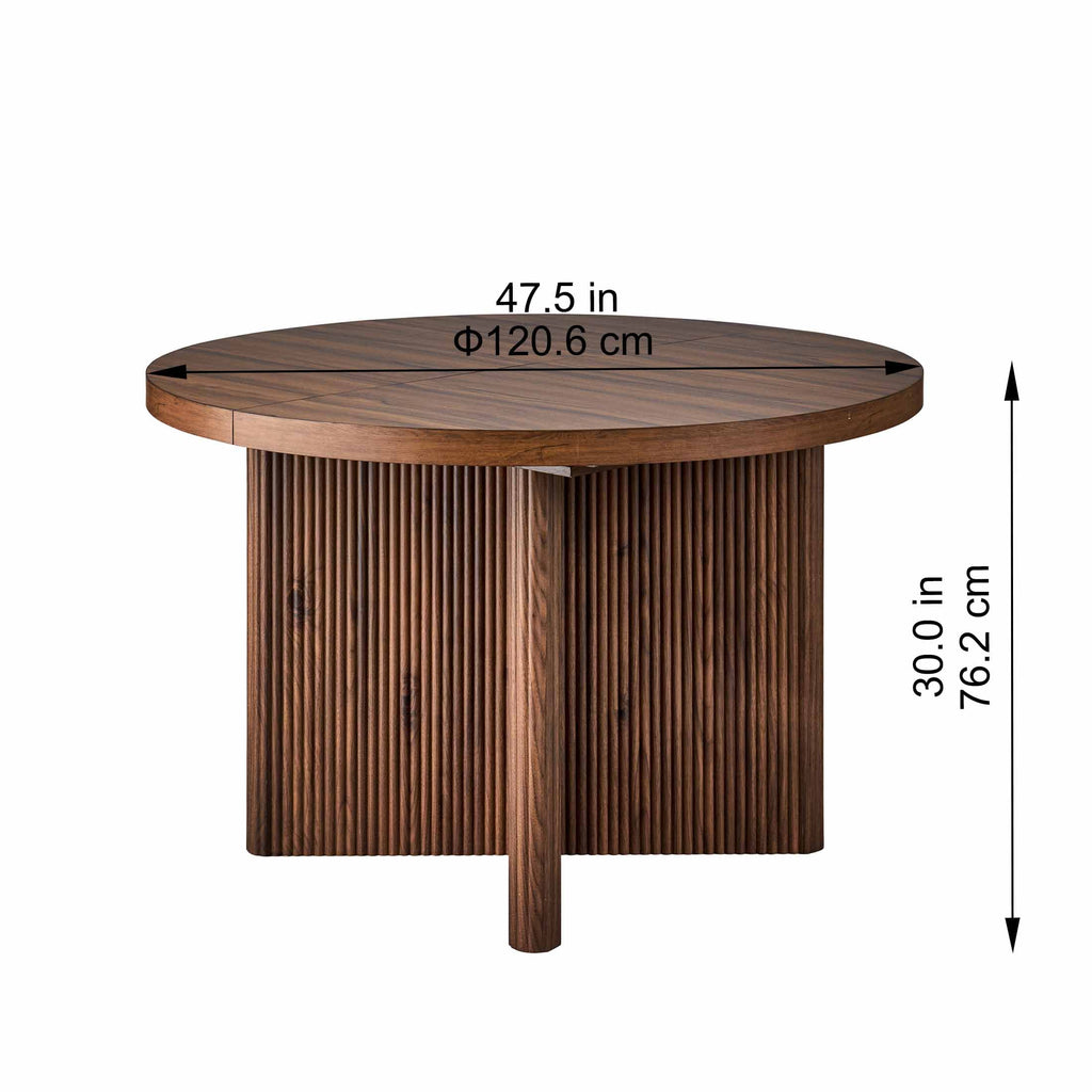 Better Homes & Gardens Lillian Fluted Round Expandable Dining Table, Walnut Finish