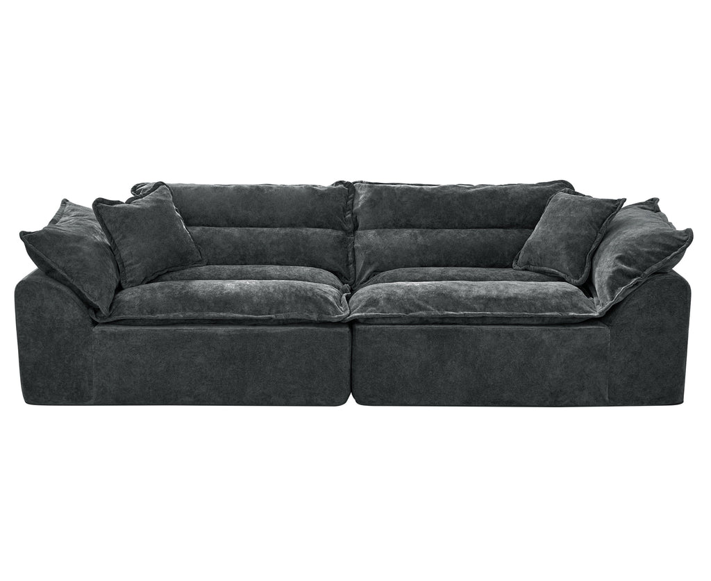 2-Seater Modular Sectional Sofa, Comfy Loveseat with Throw, Deep Seat Memory Foam Small Couches for Small Space, Living Room Apartment, Dark Grey