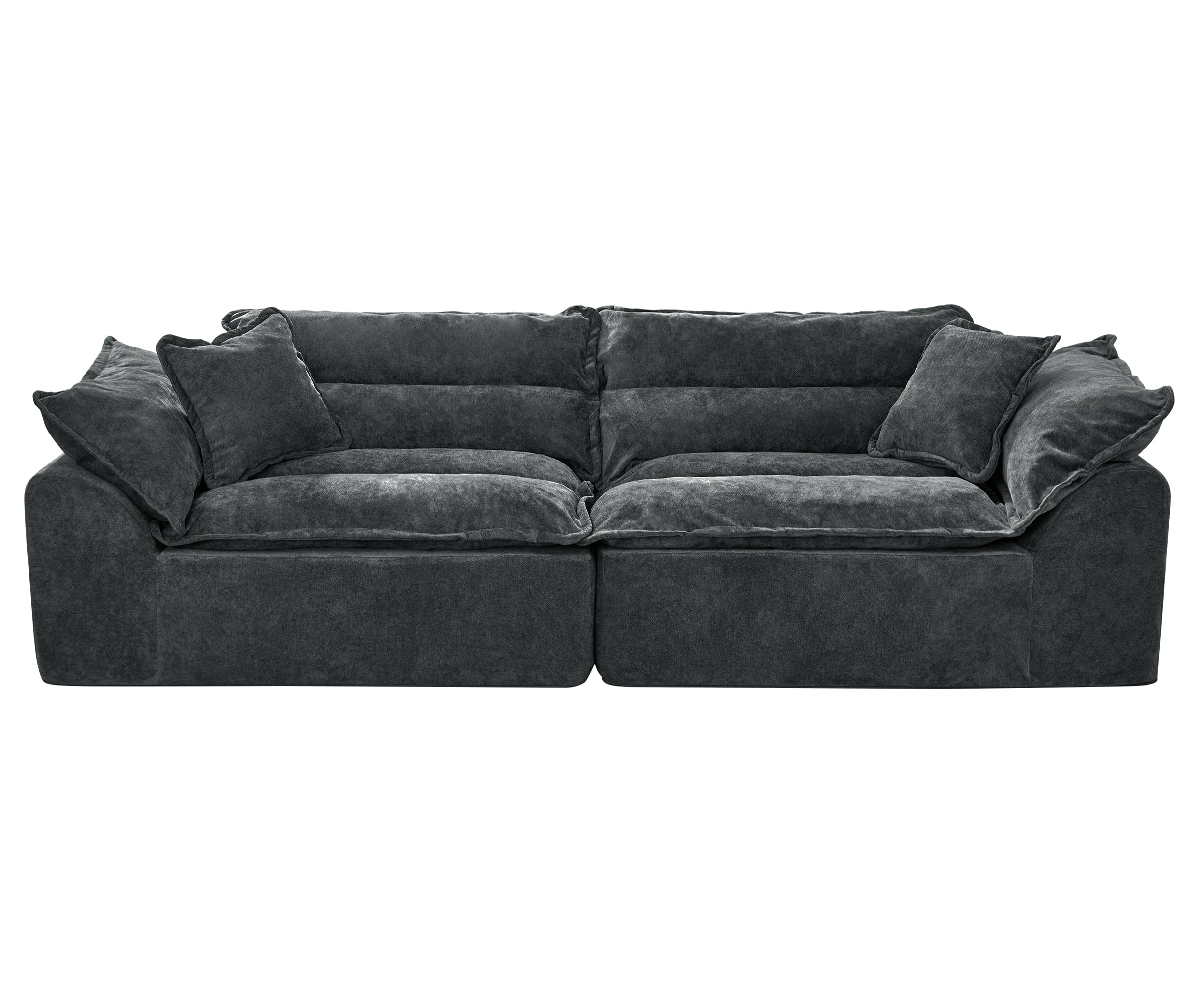 2-Seater Modular Sectional Sofa, Comfy Loveseat with Throw, Deep Seat Memory Foam Small Couches for Small Space, Living Room Apartment, Dark Grey