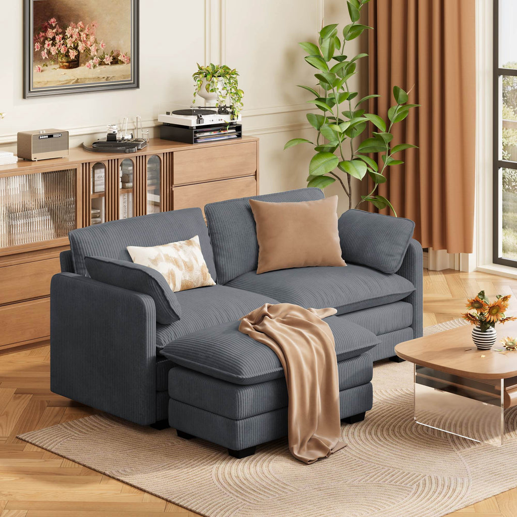 Asofer 31 Cloud Accent Sofa With Washable Cover, Single Corduroy Chair with Deep Seat Upholstered Cushion for Apartment,Dark gray