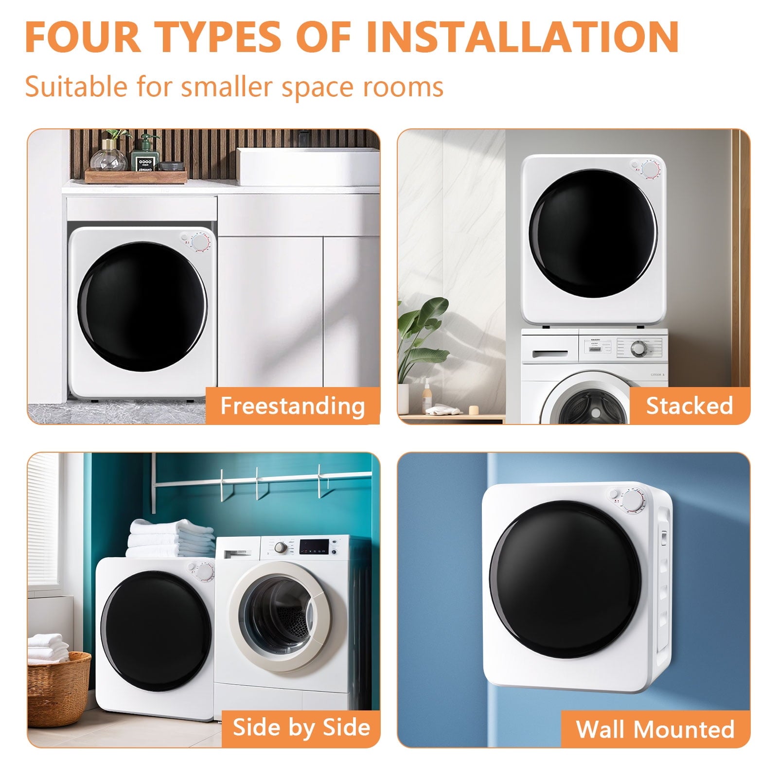 Dimedeal 1.8 cu.ft Portable Clothes Dryer, 800W Electric Compact Dryer Machine for Apartment & Small Spaces