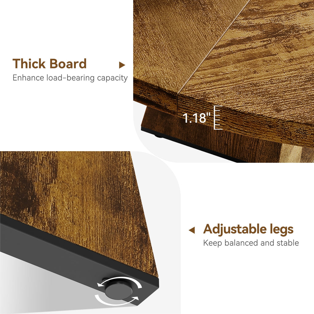 M optimized 47-Inch Round Dining Table, Wooden Kitchen Table for 4, Farmhouse Dinner Table with Wooden Top and Legs for Home Dining Room Living Room (Only Table)