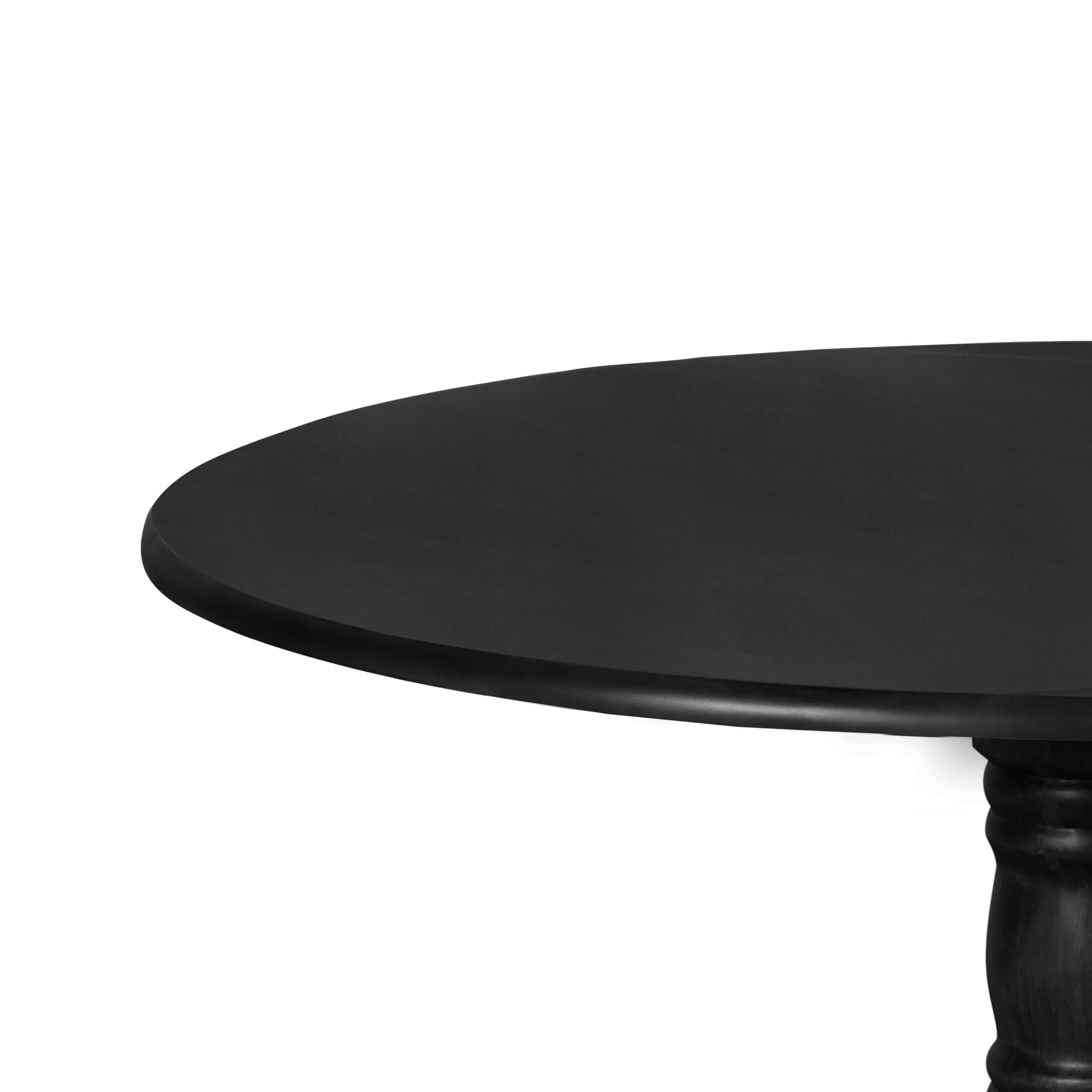 Home Design Olivia Dining Table with Round Pedestal Top, Mid-Century Modern Style, Easy Assembly, Black