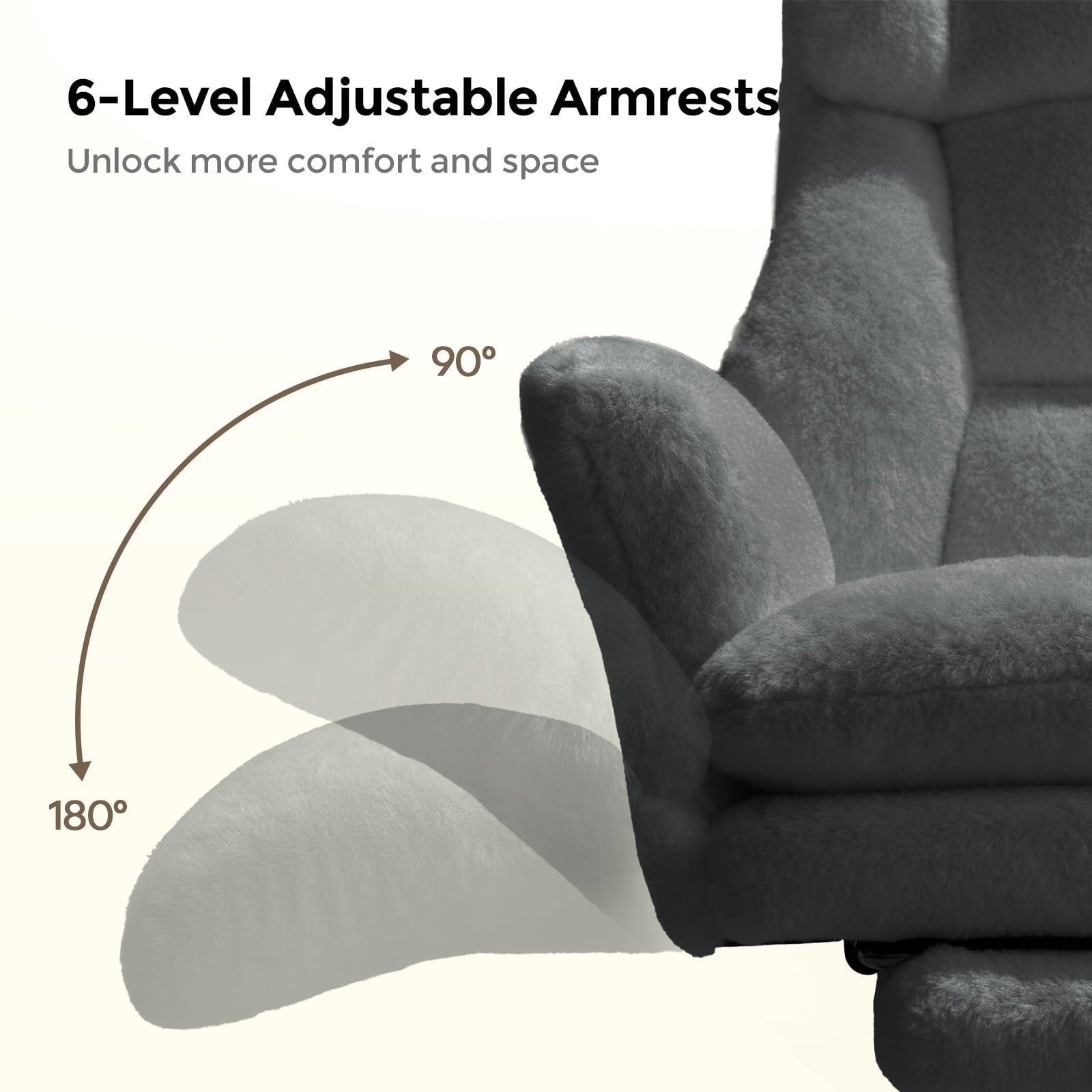 Patbrela Big and Tall Office Chair, Cloud Plush Swivel Desk Chair with 6-Level Adjustable Armrests, Home Ergonomic Executive Office Chair for Work, Gaming, Beige
