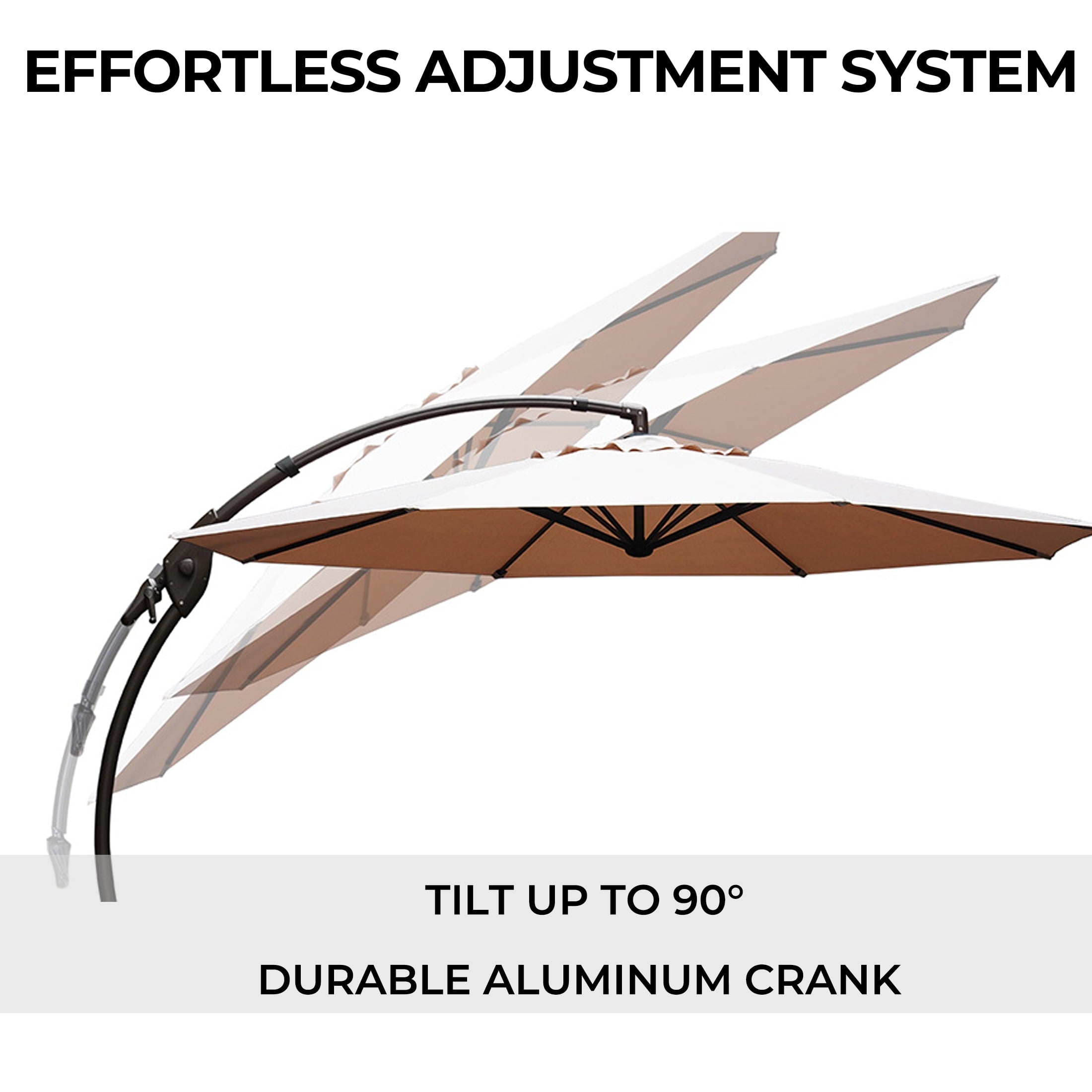 GRANDPATIO 12 Ft Outdoor Umbrella with Base, Large Aluminum Cantilever Offset Umbrella for Patio Pool, Black & White