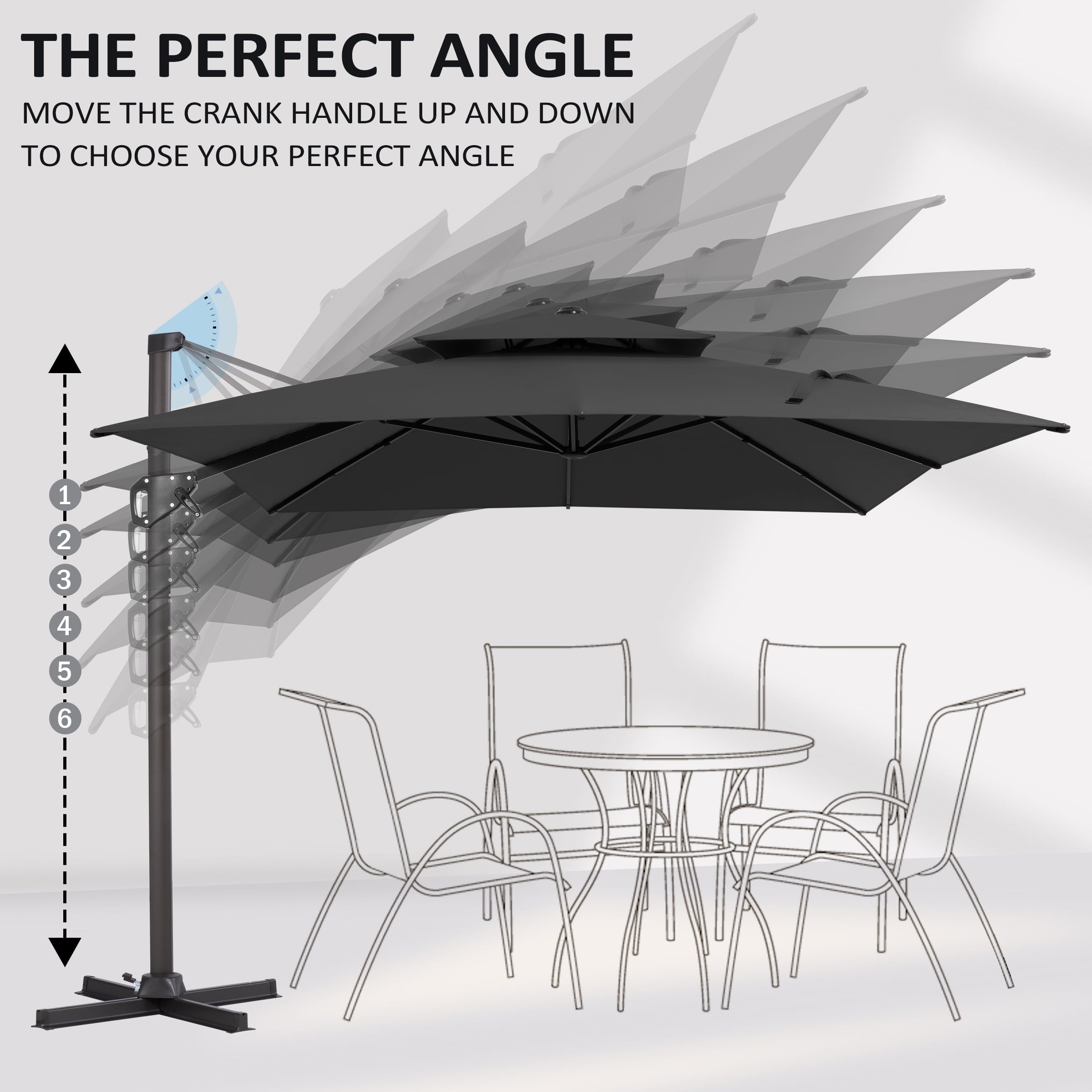 Pellebant 9' X 11' Patio Umbrella Outdoor Rectangle Umbrella Large Cantilever Umbrella Windproof Offset Heavy Duty Sun for Garden Deck Pool Patio