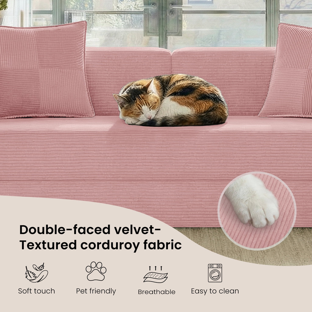 BELHOME 5-in-1 Convertible Sofa Bed, 78.8 Sleeper Sofa Boneless Couch with Side Pockets, Folding Floor Sofa Compression Sofa for Living Rooms No Assembly Required