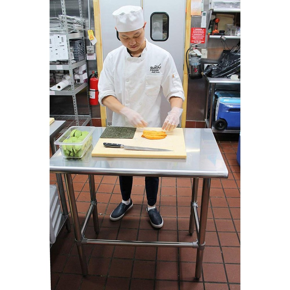 AmGood 84 Long x 24 Deep Stainless Steel Work Table Open Base | Work Station | Metal Work Bench