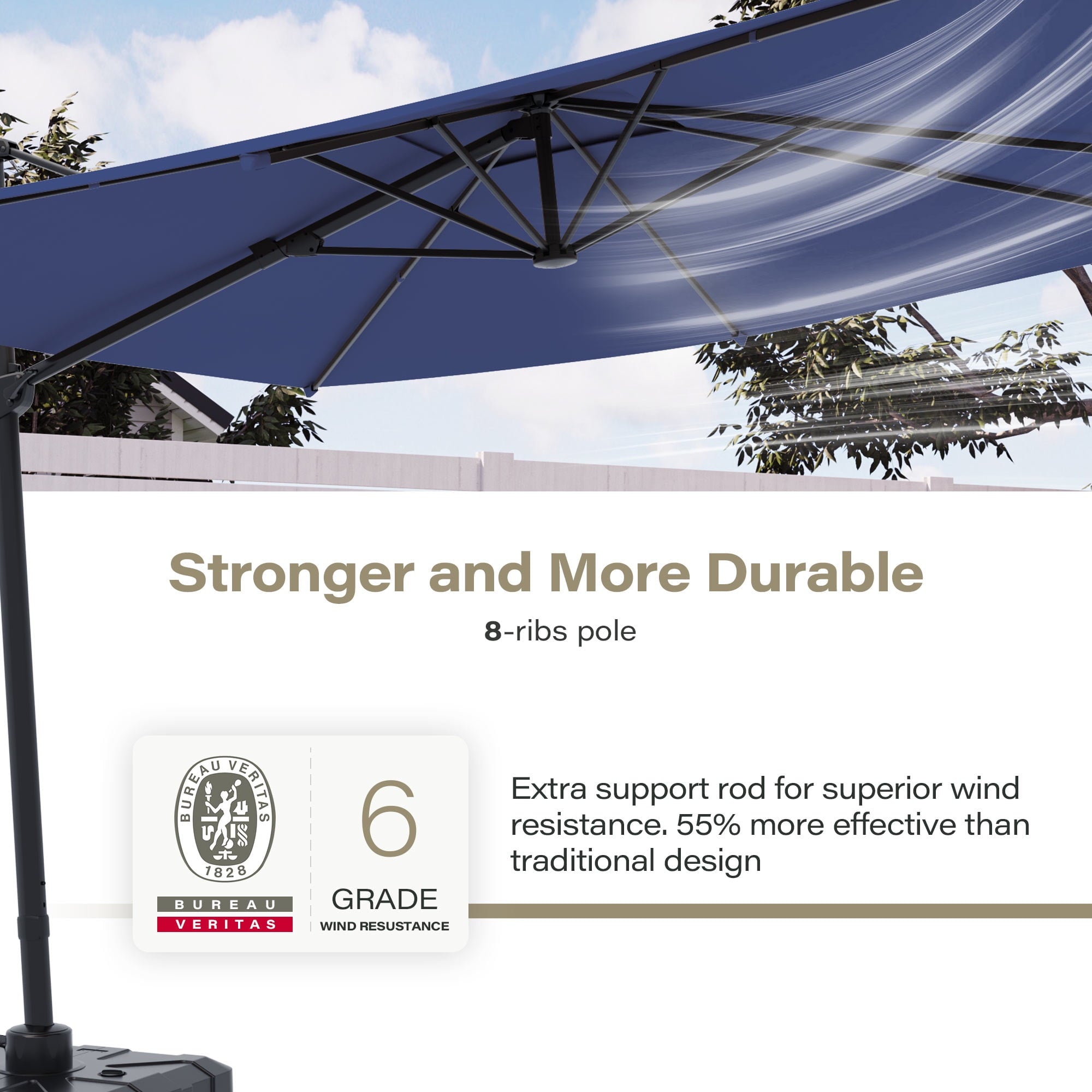 LAUSAINT HOME Outdoor Patio Umbrella, 10 Feet Large Cantilever Windproof Offset Umbrella with 360-degree Rotation for Backyard,Pool,Lawn,Deck,Gray
