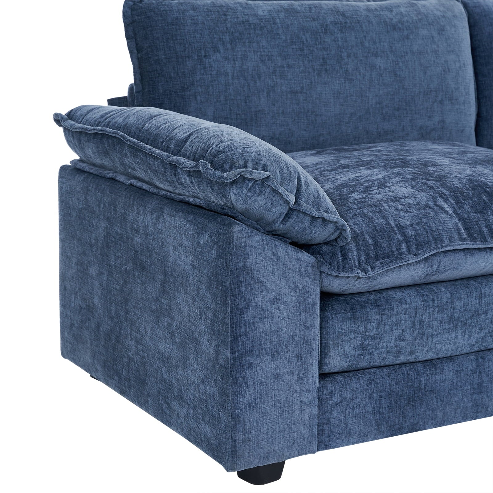 Ktaxon Sectional Sofa L Shaped Couch with Chaise Living Room Sleeper Set, 2 Seats with Chenille and Double Layer Cushions 86 W Beige