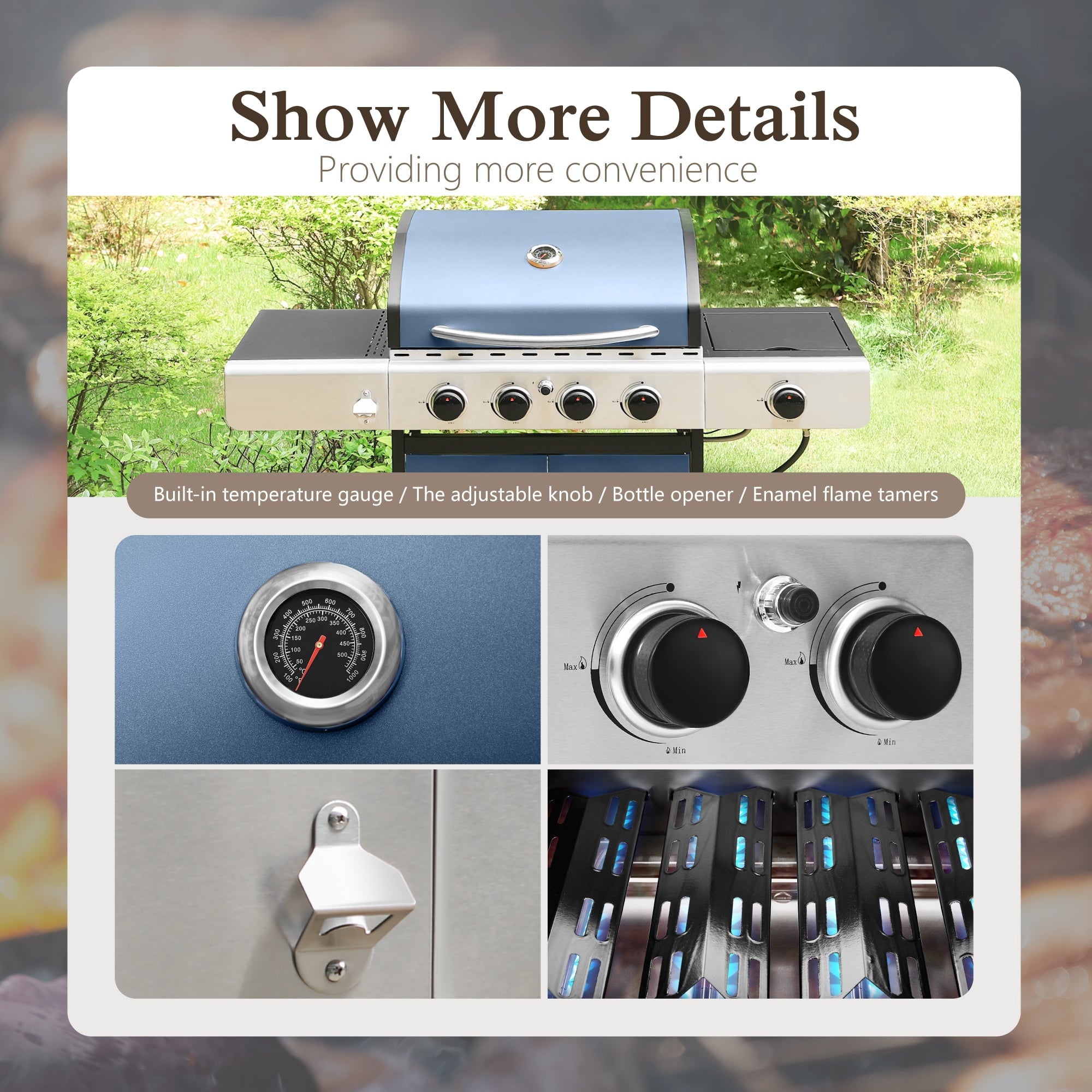 Alpha Joy 4-Burner Propane Gas Grill and Griddle Combo with Side Burner in Black