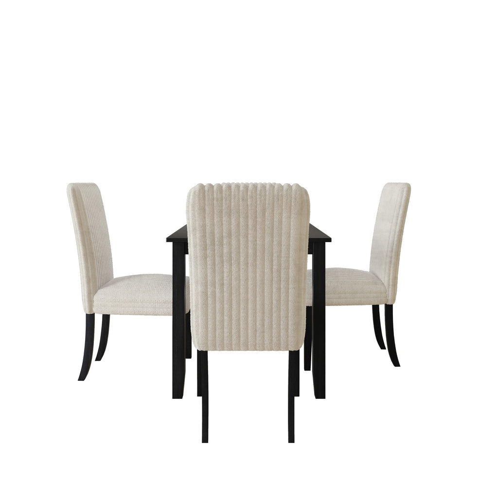 Home Design Guymon 5-Piece Dining Set with 1 Rectangular Table and 4 Slat-Back Cushioned Chairs, Black/Light Beige, Modern Style, Space-Saving