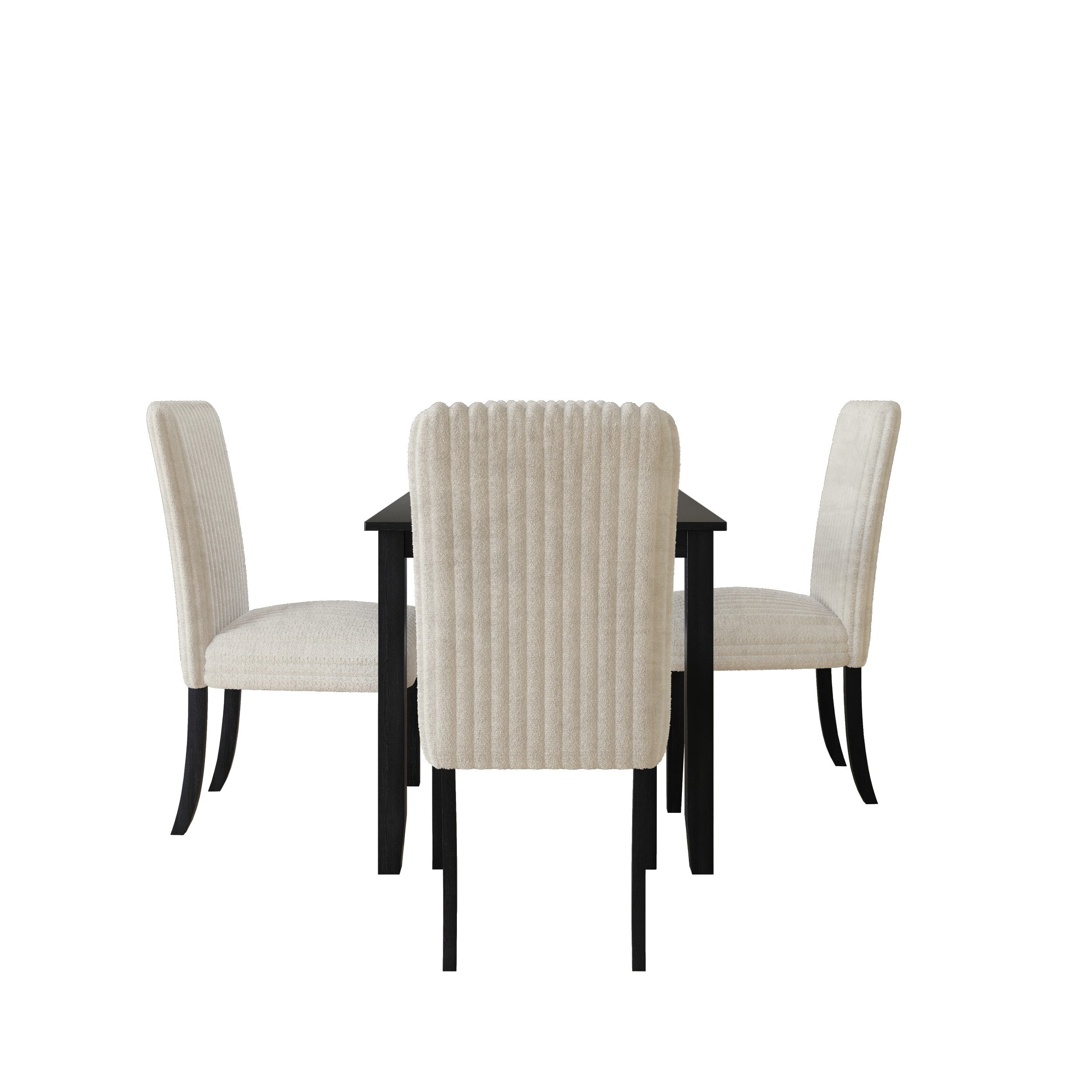 Home Design Guymon 5-Piece Dining Set with 1 Rectangular Table and 4 Slat-Back Cushioned Chairs, Black/Light Beige, Modern Style, Space-Saving