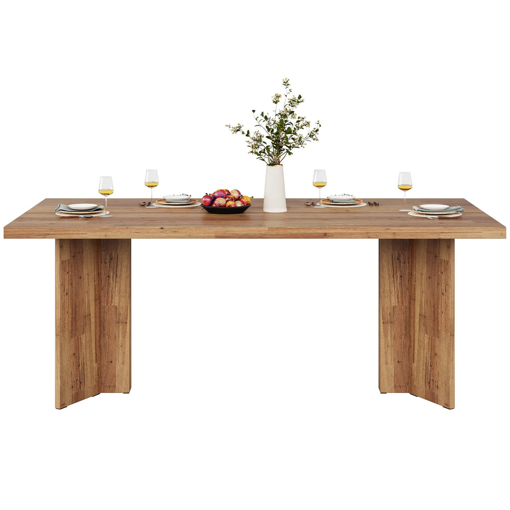 Fnova 63 Rectangular Modern Dining Table, Wooden Modern Kitchen Table for 6 People for Dining Room, Warm Brown (Chairs Not Included)