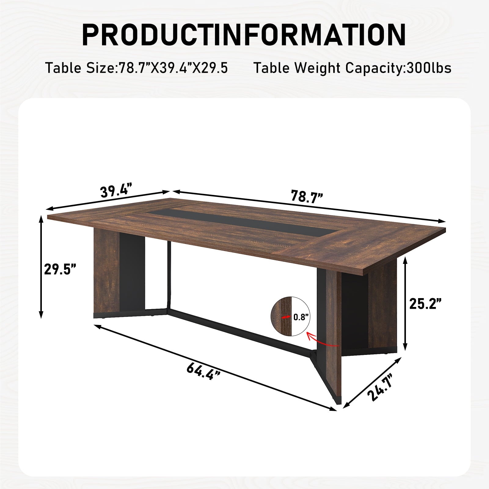 71 inch Large Rectangular Dining Table for 6-8 People, Dining Table with Marble-Color Wood Waterproof Tabletop and Adjustable Leg, 6ft Luxurious Family Dinner Table for Office Kitchen Living Room
