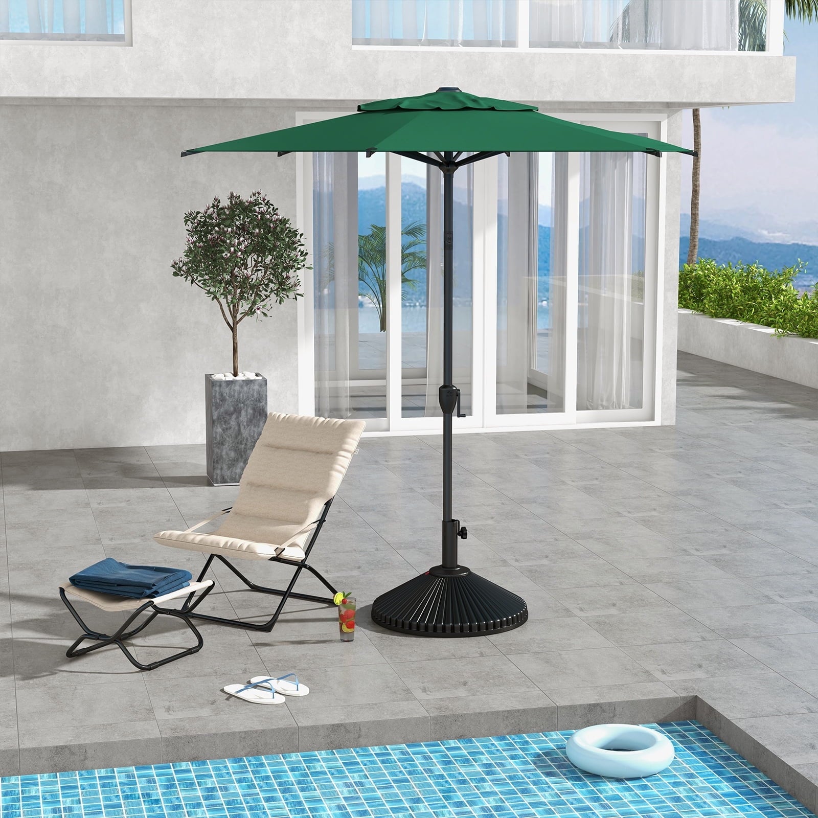 Abba Patio 11’ Vienna Offset Hanging Outdoor Cantilever Patio Umbrella, Beige