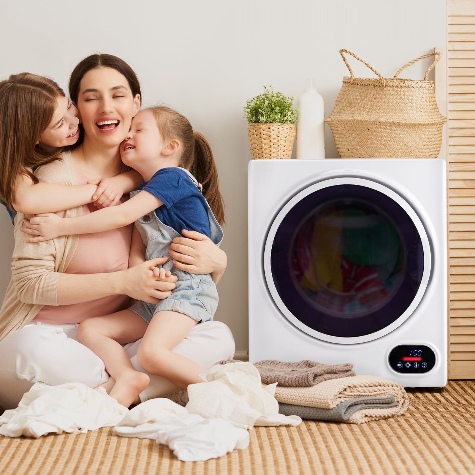 Ktaxon 1.6 cu. ft. Compact Electric Dryer With LCD Touch Panel & Stainless Steel Tub for Home, Apartment, Dorm,White