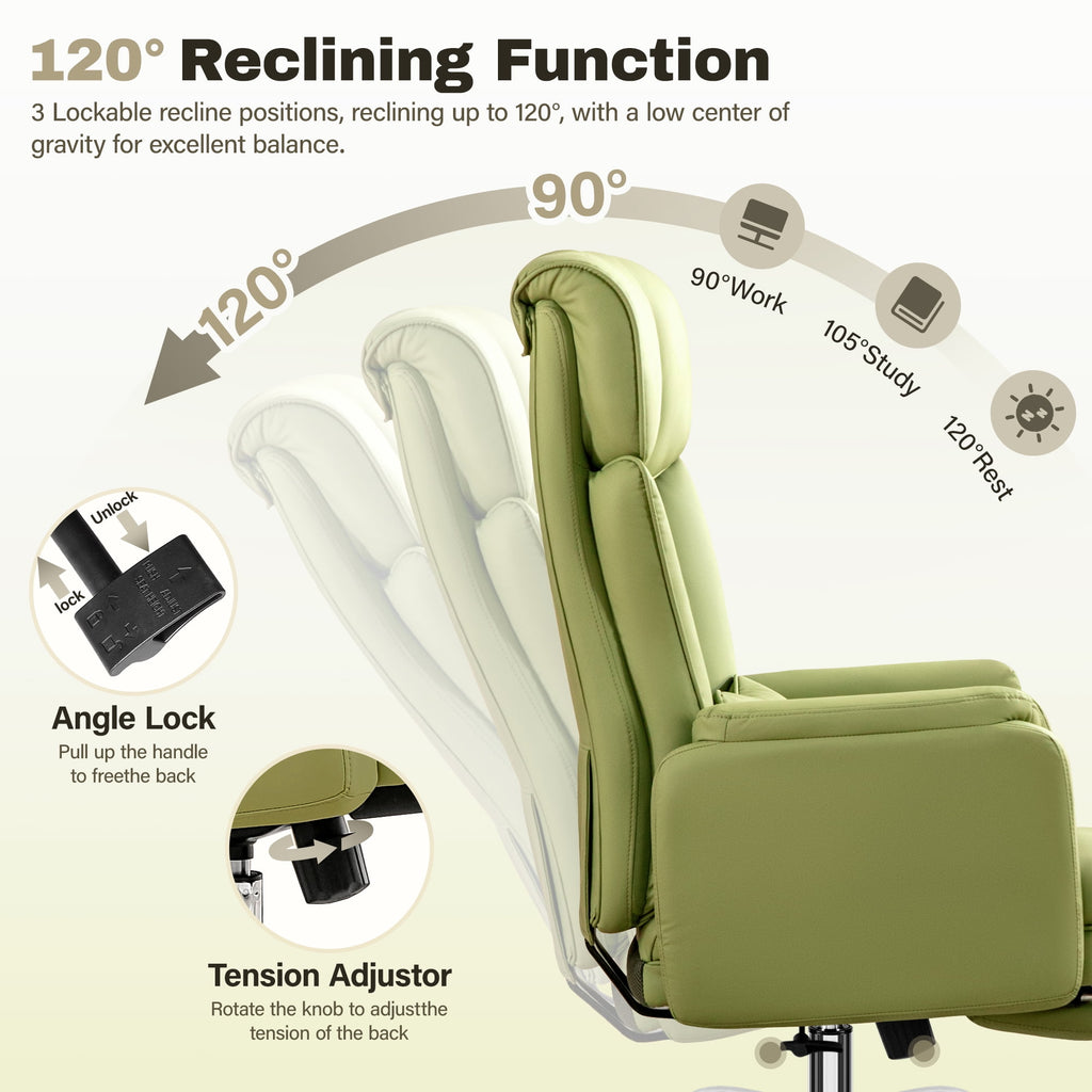 Primy Cross Legged Office Chair with Footrest & Convertible Armrests, 500LBS Capacity Home Desk Chair, Ergonomic Recliner with Lumbar Pillow, Criss Cross Design, Big and Tall Executive Chair