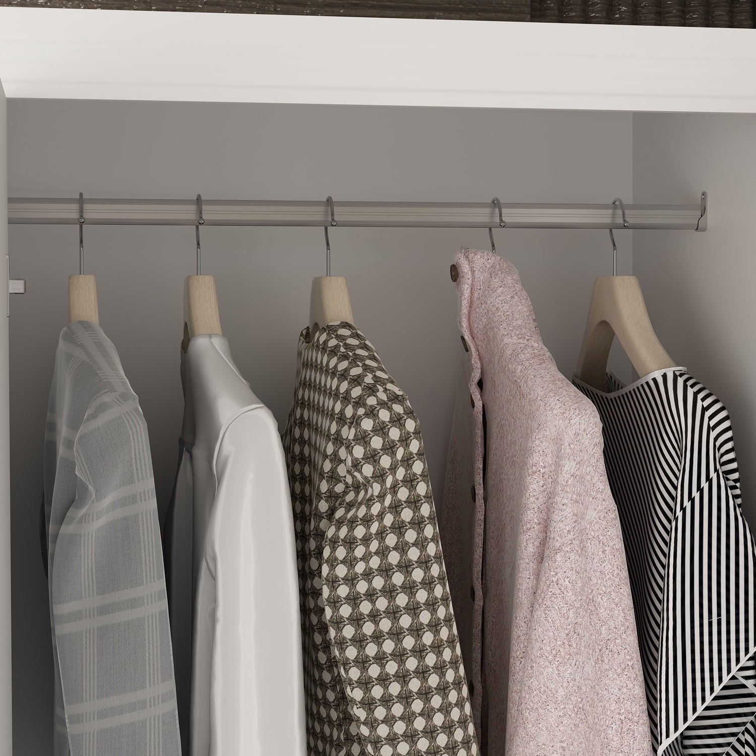 KULAGAGA 4-Door White Armoire, 63 Wide Wardrobe Storage Cabinet with Shelves and Drawers for Bedroom,74.4 H