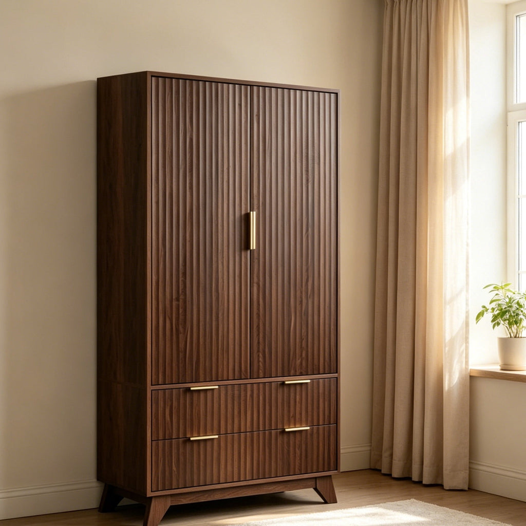 Ktaxon Wardrobe Armoire Closet with Hanging Rod, Modern Drawer & Shelf – Elegant White Finish Closet, Farmhouse to Mid-Century Style