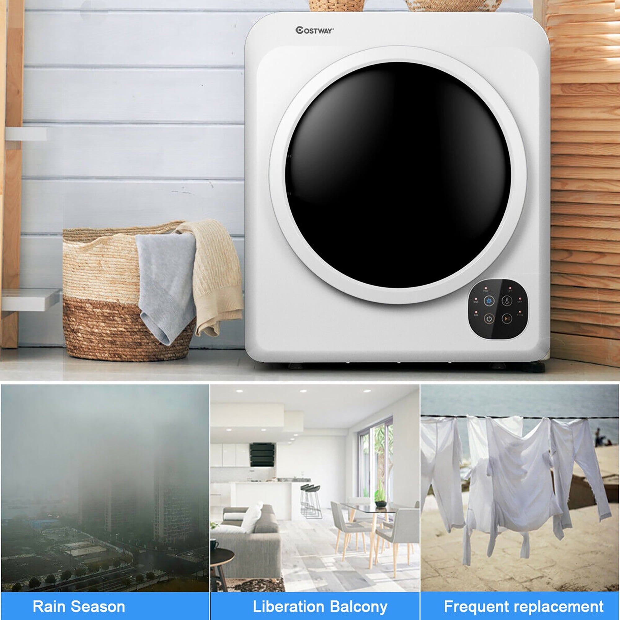 Costway 1700W Portable Clothes Dryer Electric Tumble Laundry Dryer Stainless Steel Tub 13.2 lbs /3.22 Cu.Ft