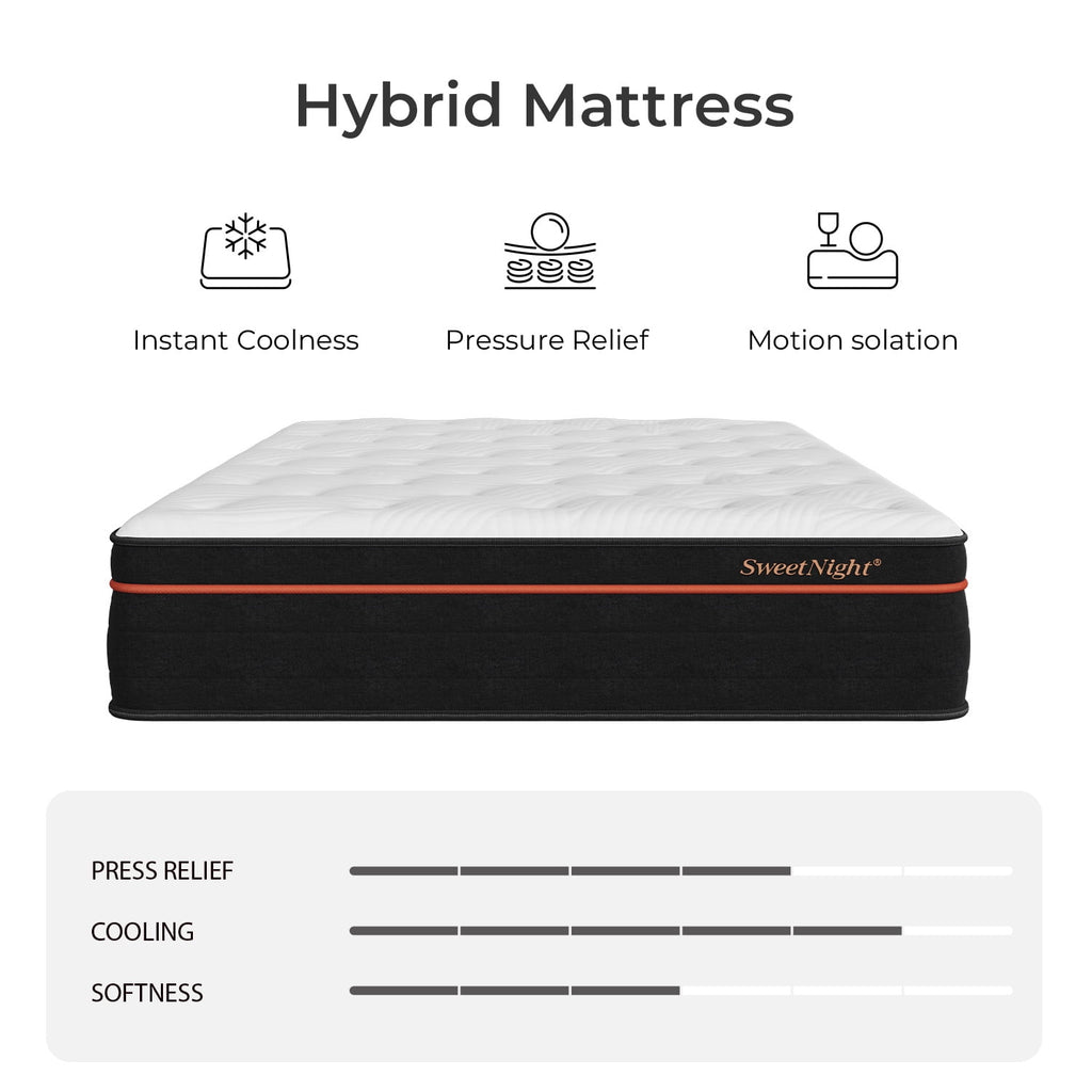 Sweetnight Twilighty 14 Cooling Gel Memory Foam Medium Firm Supportive Hybrid Mattress, Motion Isolation & CertiPUR-US Certified, Adult, Queen Size