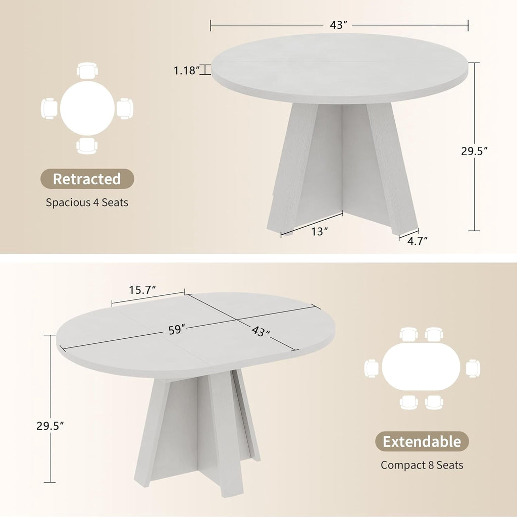 Laisnet 47 Round Dining Table for 6, Modern Wooden Dinner Table for Kitchen Living Room, Black