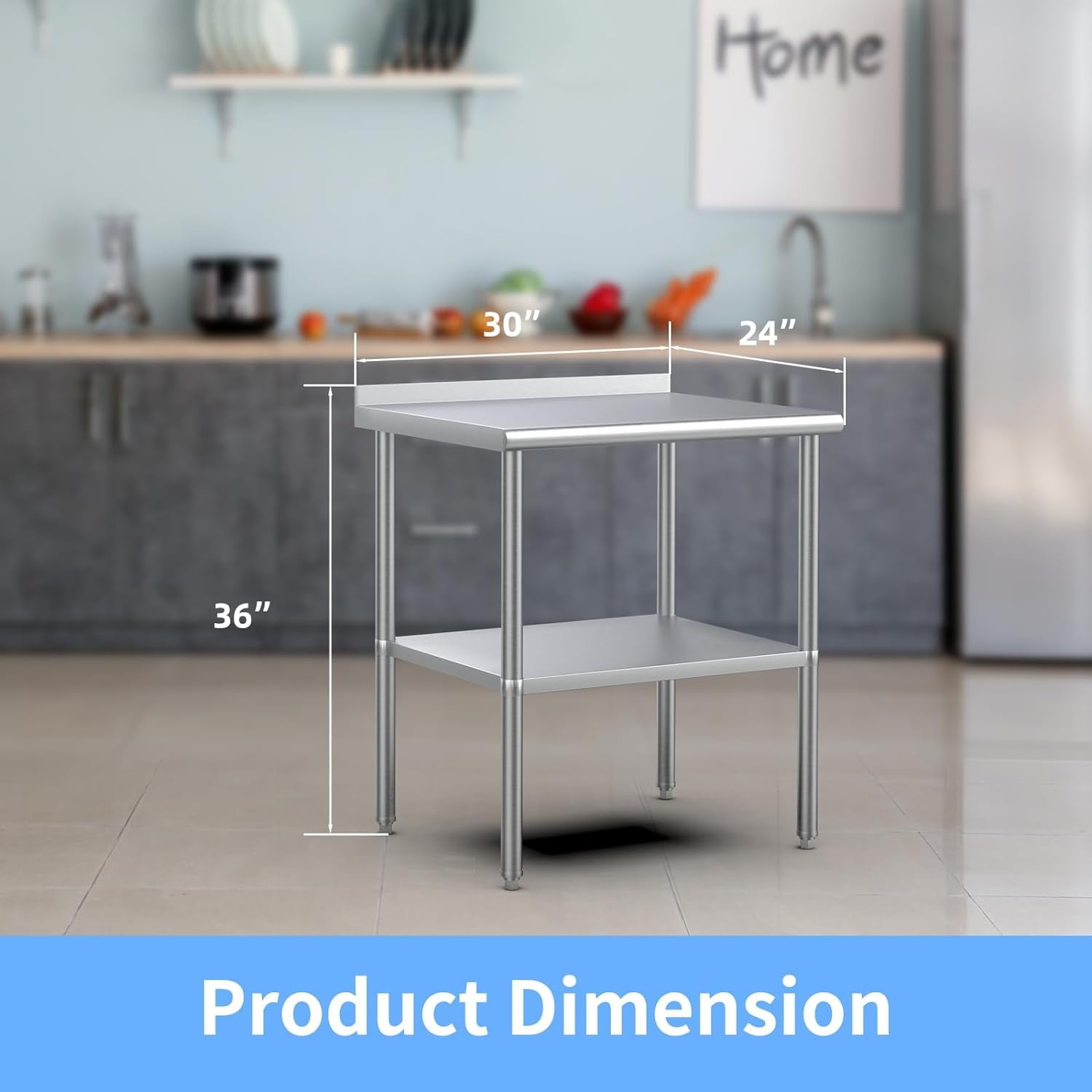 Ktaxon 72 x 24'' Stainless Steel Worktables Workbenches, Commercial Work Table for Prep, with Backsplash, for Kitchen, Restaurant, Home, Hotel
