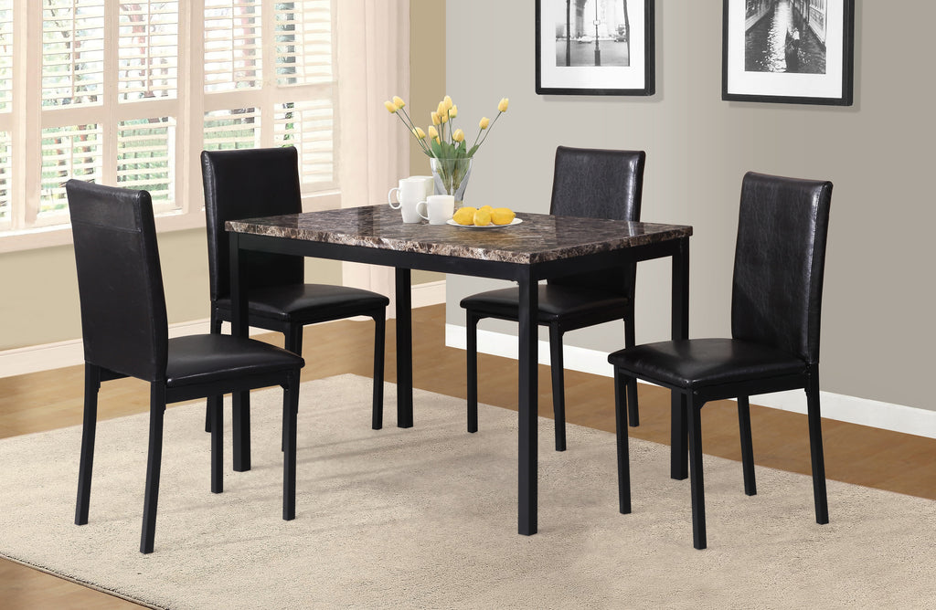 Roundhill Furniture Noyes Metal Dining Table with Faux Marble Top