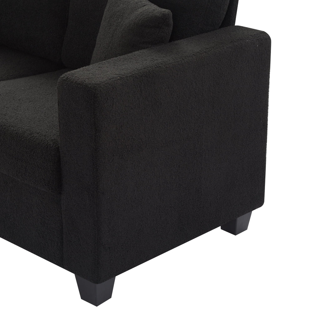Gewnee 86.6 Modern Sofa Couch,Teddy Velvet 3 Seaters Comfy Couch with Deep Seat for Living Room,2 Pillows,Beige