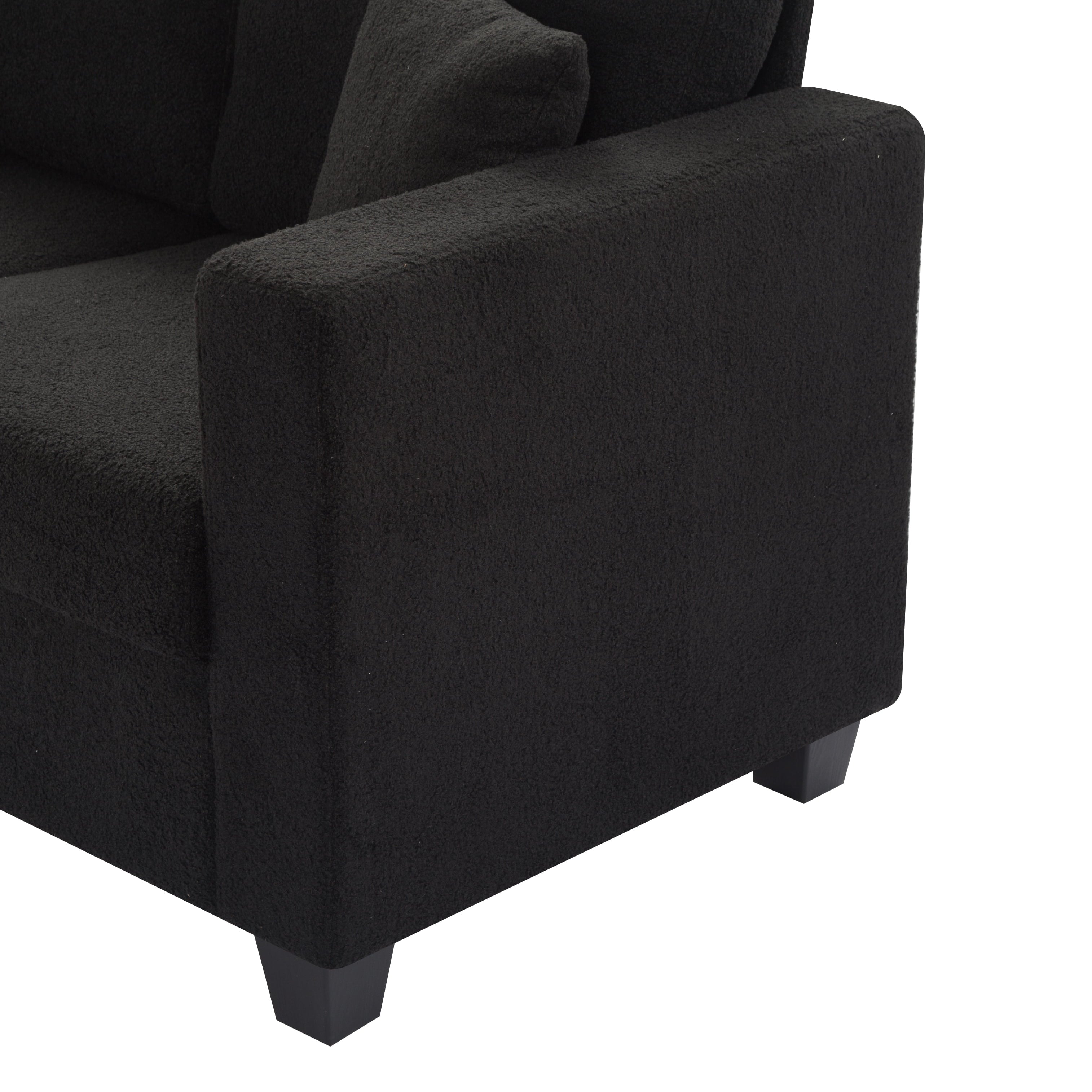 Gewnee 86.6 Modern Sofa Couch,Teddy Velvet 3 Seaters Comfy Couch with Deep Seat for Living Room,2 Pillows,Beige
