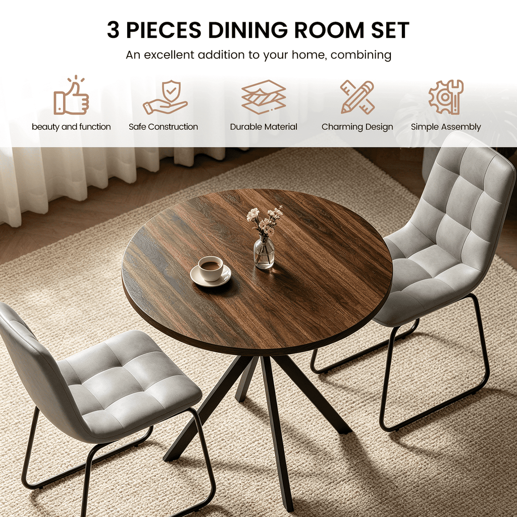 Small Round Dining Table for 2-4 People, 31.7 Modern Round Kitchen Table, Space-Saving Table for Living Dining Room, Coffee ,Apartment