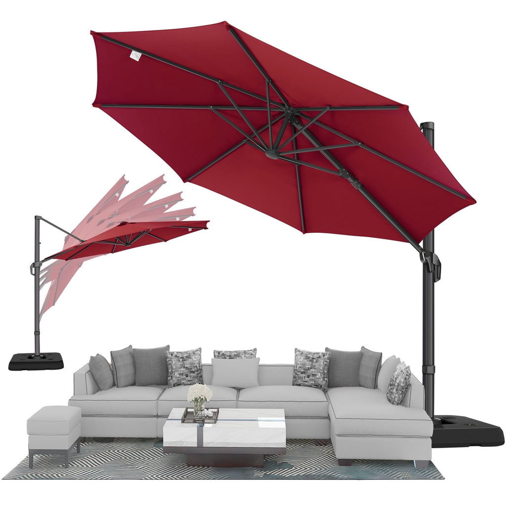 COBIZI 10x10ft Patio Cantilever Umbrella Double Roof Large Rectangular Deck Offset Umbrellas, Square Outdoor Patio Umbrella with 360°Rotation & Heavy-Duty Aluminum Frame,for Poolside Garden,Beige