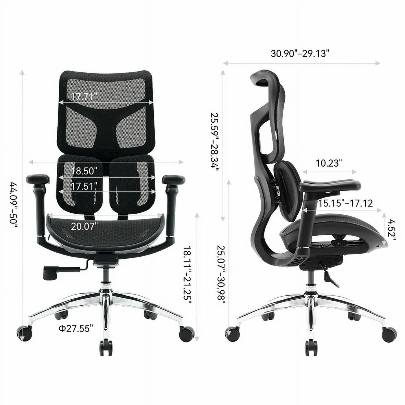 SIHOO Doro S100 Ergonomic Office Chair - with Dual Dynamic Lumbar Support, 5-Level Adjustable Backrest, 4D Coordinated Armrests, 135-degree Max. Recline Angle White