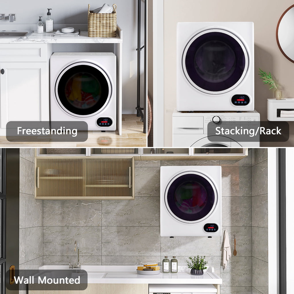 Ktaxon 1.6 cu. ft. Compact Electric Dryer With LCD Touch Panel & Stainless Steel Tub for Home, Apartment, Dorm,White