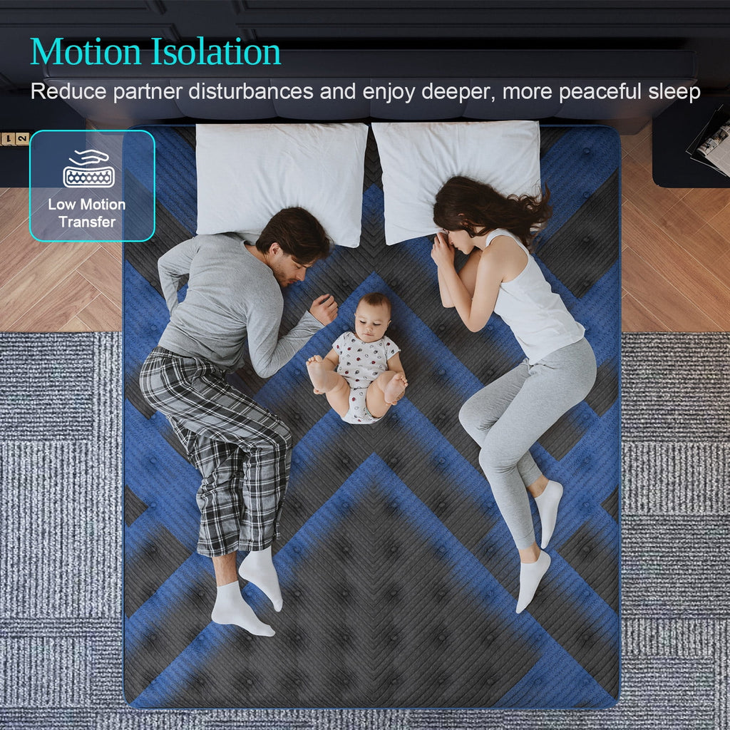 COLETEX Full Size Mattress 12inch Hybrid Mattress in a Box Medium Firm with Gel Memory Foam Pocket Spring for Pressure Relief,Adult,Black