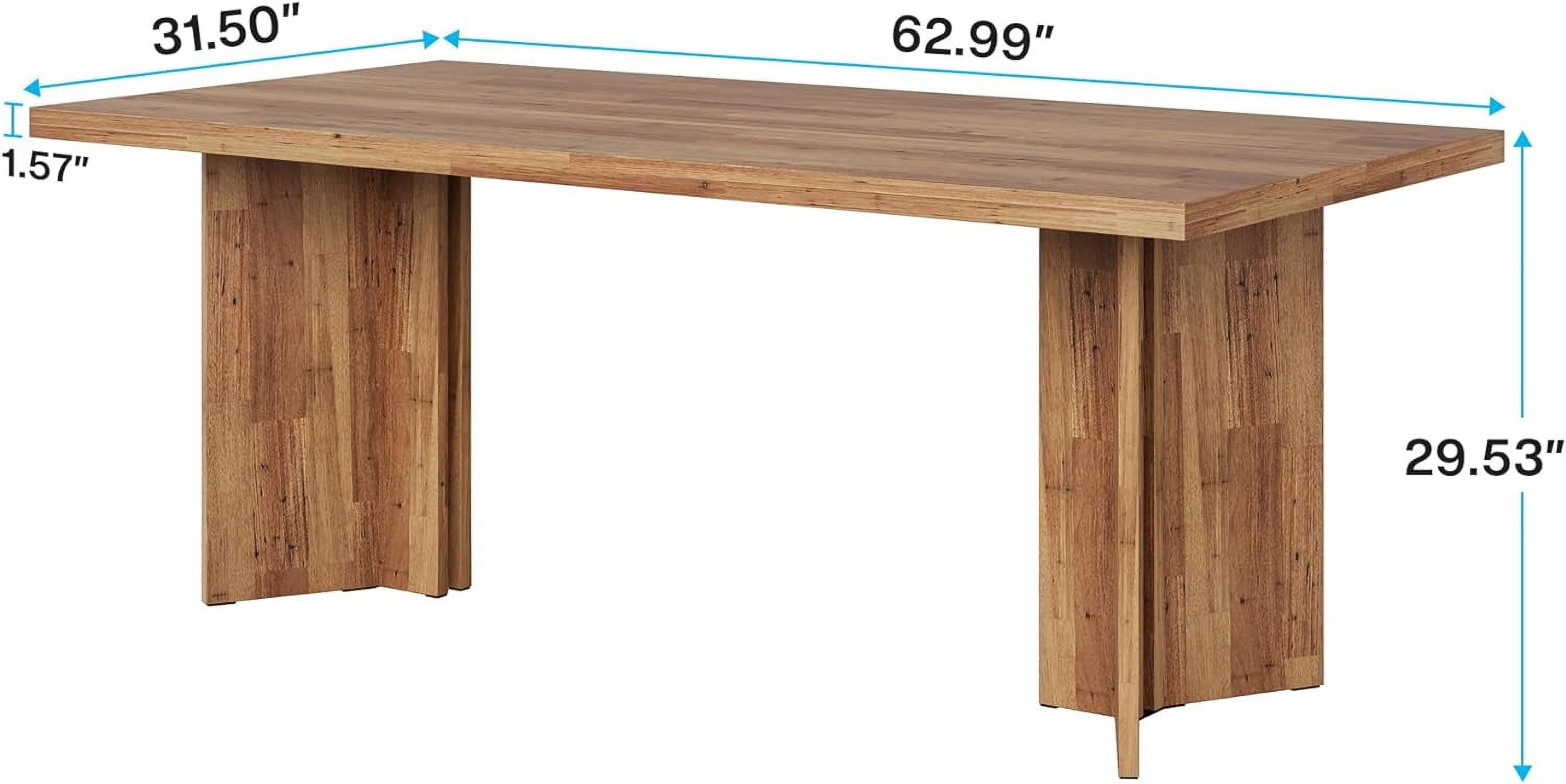 Tribesigns 63 Dining Room Table for 4-6, Wood Rustic Dinner Table for Kitchen, Dark Brown