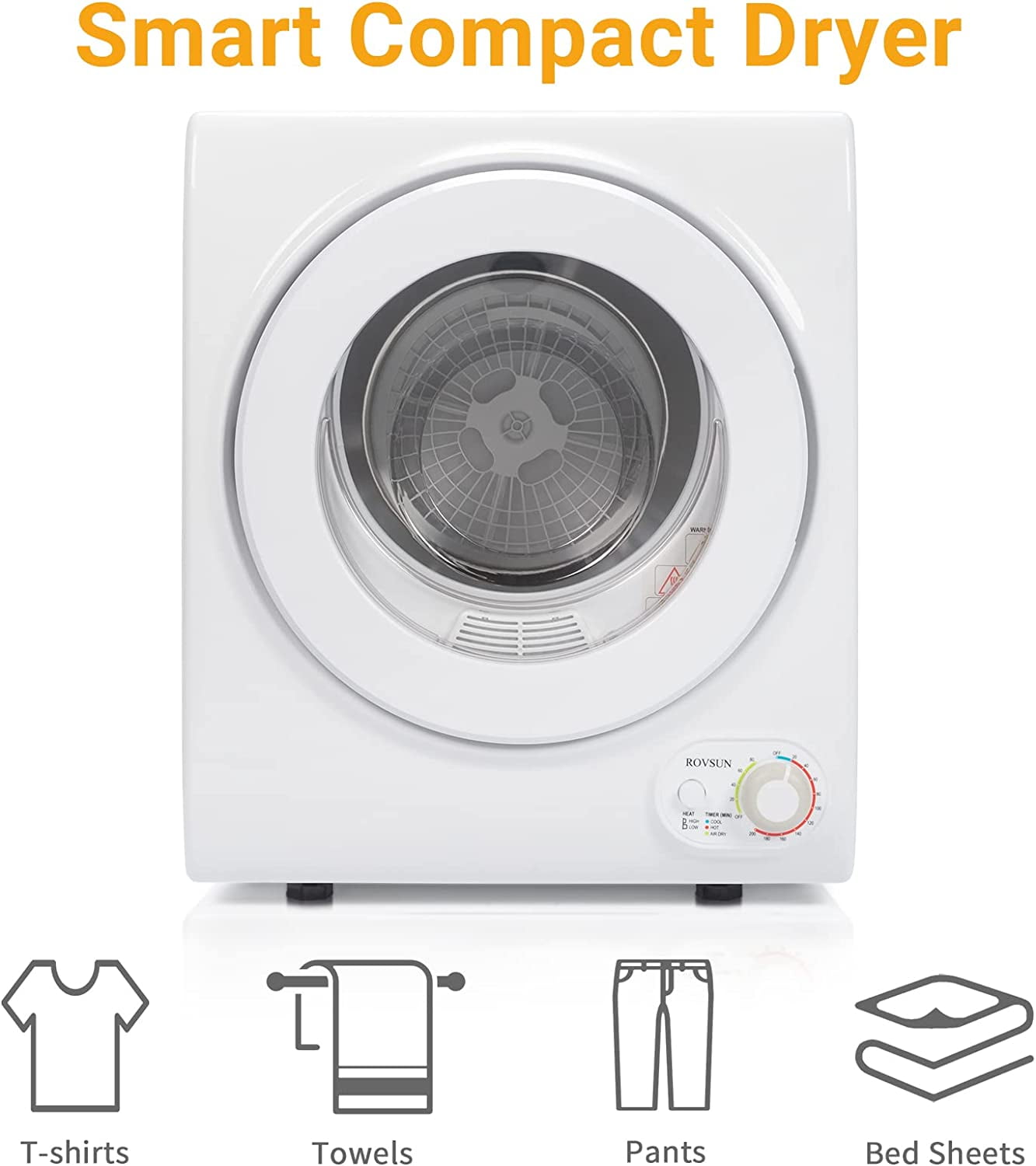 RovSun 110V White Stainless Steel Electric Tumble Dryer