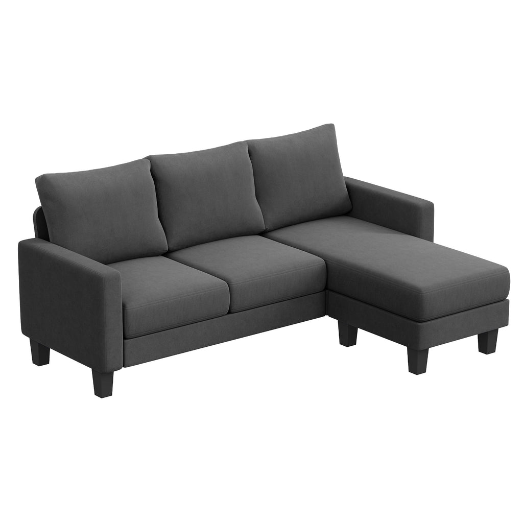 Homall Convertible Sectional Sofa Couch, Modern Linen Fabric L-Shaped Couch 3-Seat Sofa Sectional with Reversible Chaise for Small Living Room, Apartment and Small Space, Light Gray